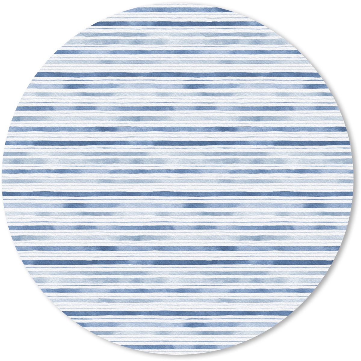 Muismat rond 30x30 cm - Mousepad Strepen - Patroon - Blauw - Wit - Ronde muismatten