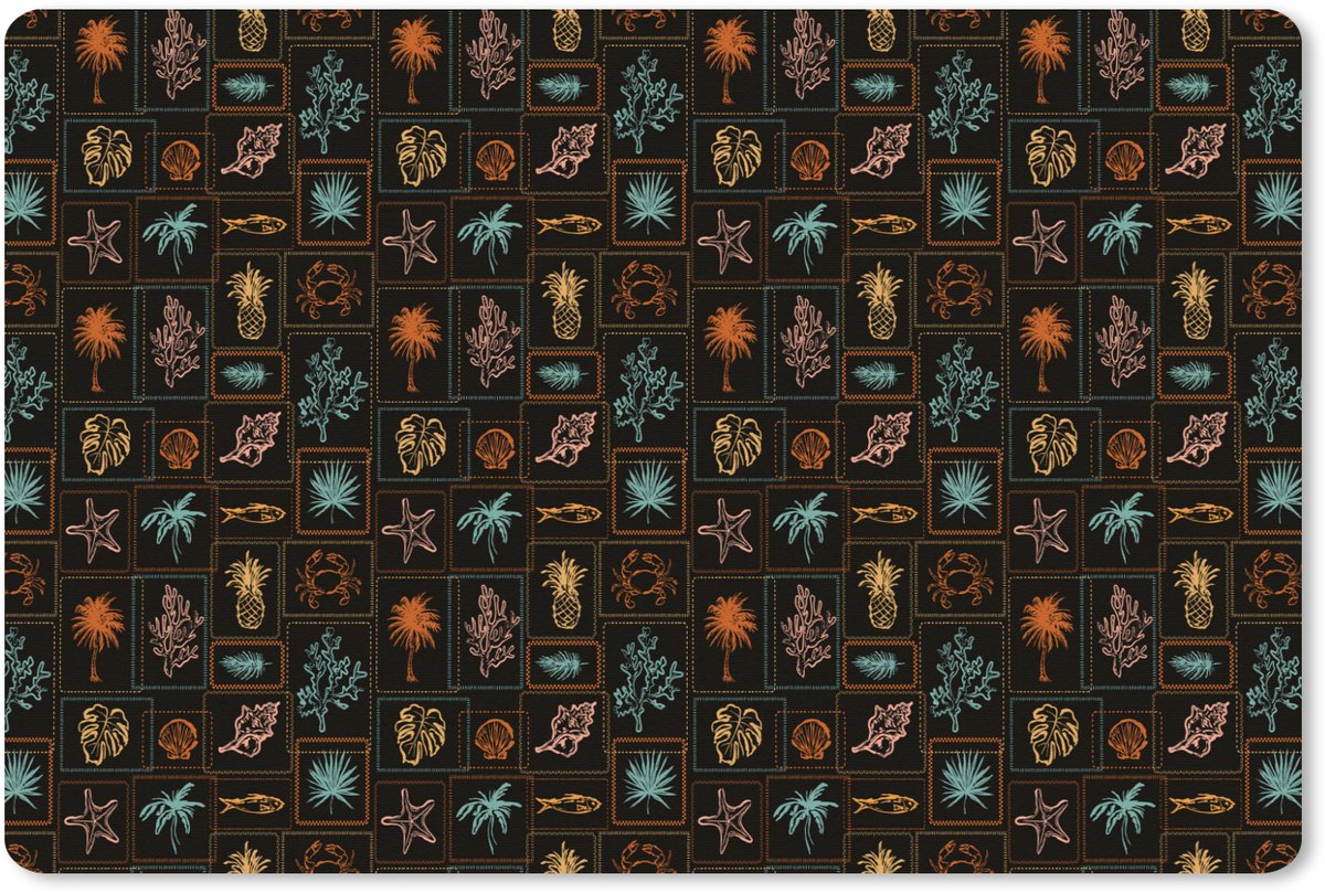 Muismat XXL 90x60 cm - Bureau onderlegger - Bureau mat Zee - vis - koraal - Donker - Bureaumat - Gaming mousepad xl - Bureaulegger groot - Computer deskmat