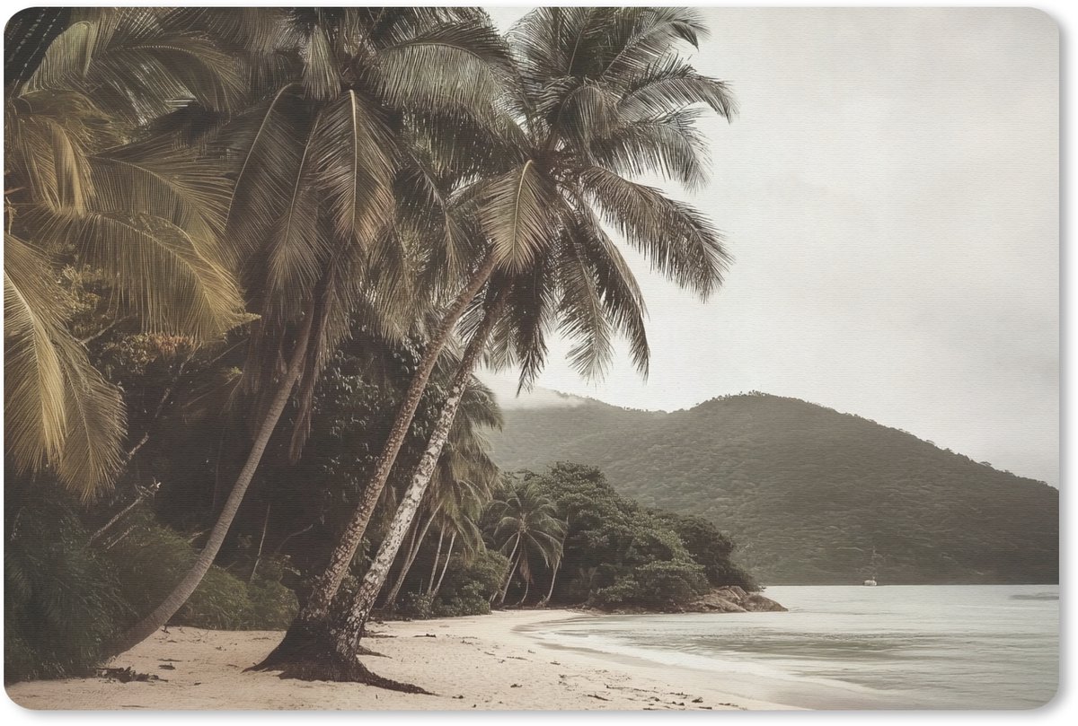 Muismat 27x18 cm - Mousepad Eiland - Palmboom - Zee - Muismatten