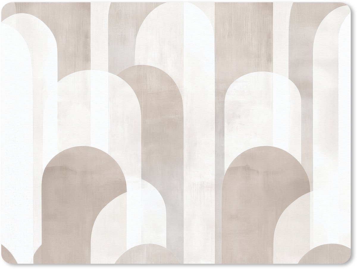 Muismat 23x19 cm - Mousepad Abstracte bogen - Modern - Beige - Muismatten