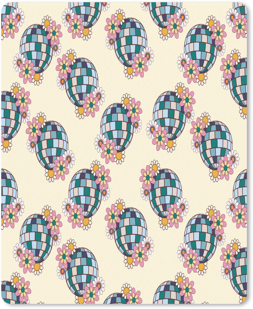 Muismat 19x23 cm - Mousepad Retro - Disco - Bloemen - Discobal - Muismatten
