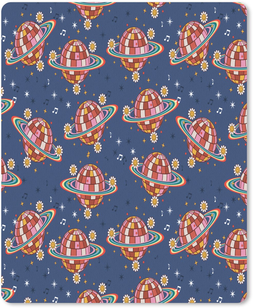 Muismat 19x23 cm - Mousepad Disco - Blauw - Patroon - Muismatten