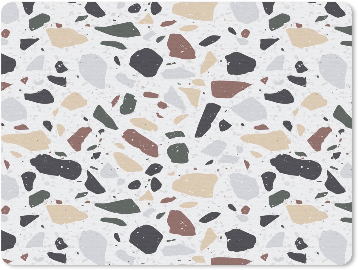 Muismat 23x19 cm - Mousepad Terrazzo - Patroon - Kleurrijk - Klei - Muismatten