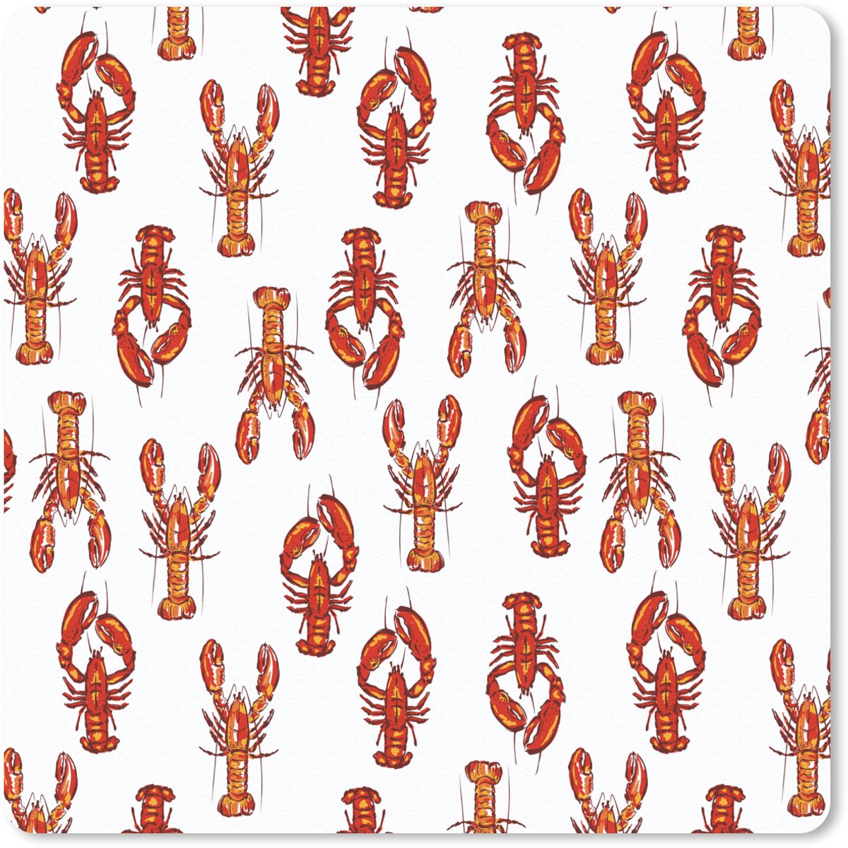 Muismat 20x20 cm - Mousepad Kunst - Kreeft - Rood - Oranje - Muismatten