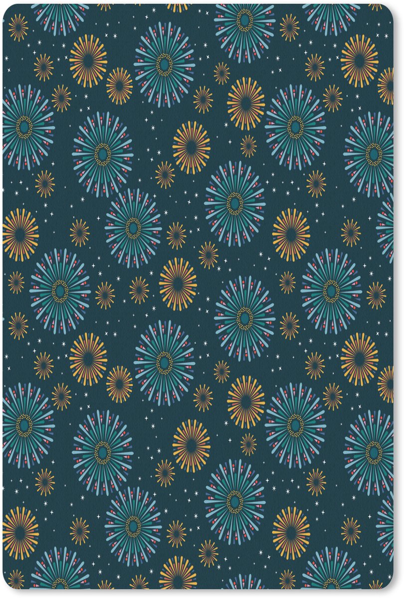 Muismat 18x27 cm - Mousepad Blauw - Patroon - Retro - Muismatten