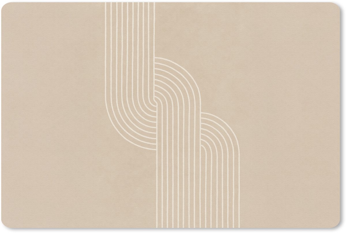 Muismat 27x18 cm - Mousepad Parallelle lijnen - Lichte textuur - Beige - Muismatten