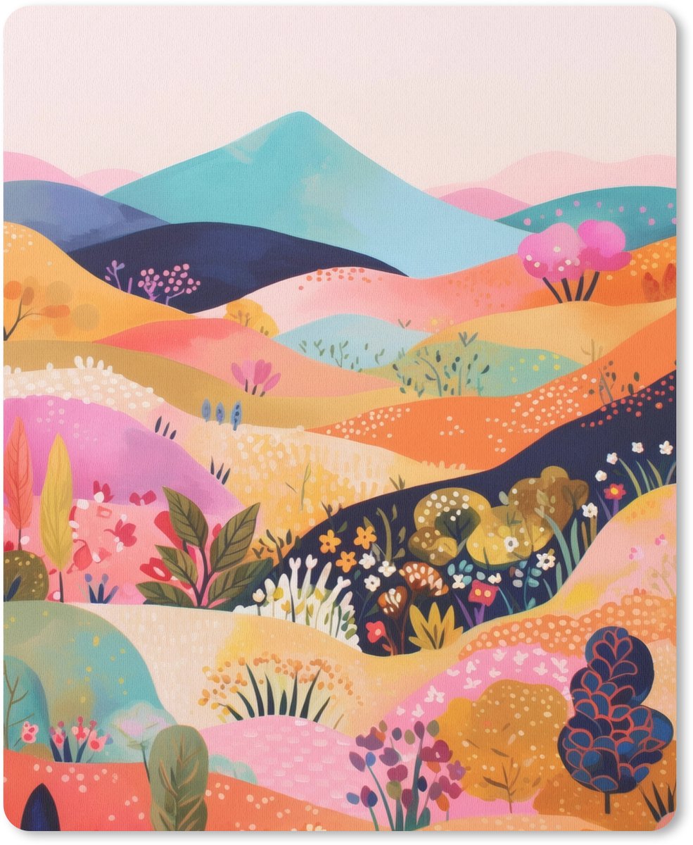 Muismat 19x23 cm - Mousepad Golvende heuvels - Abstracte planten - Dromerig - Muismatten