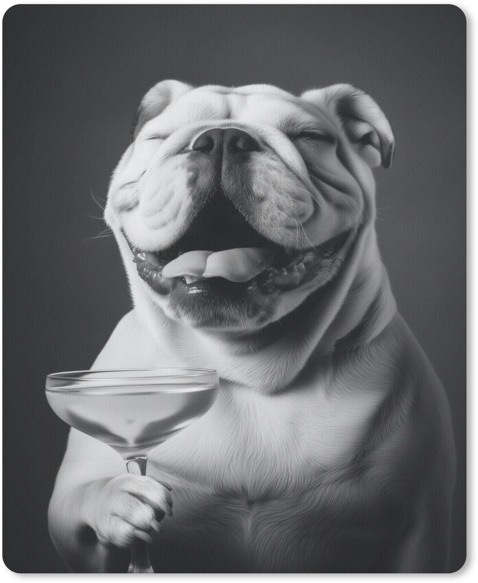 Muismat 19x23 cm - Mousepad Buldog - Hond - Glas - Muismatten