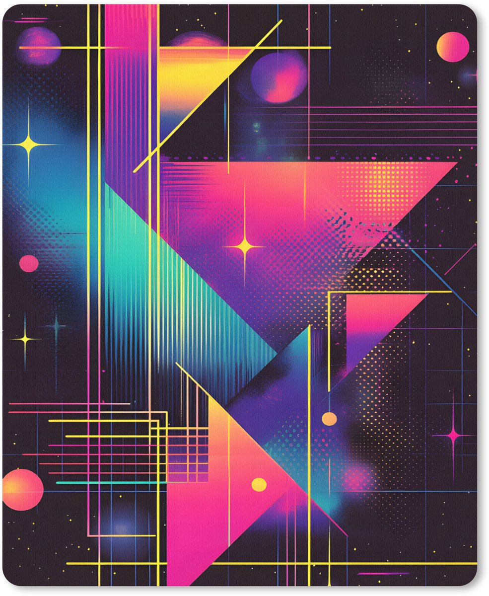 Muismat 19x23 cm - Mousepad Driehoeken - Cirkels - Abstract - Sterren - Muismatten
