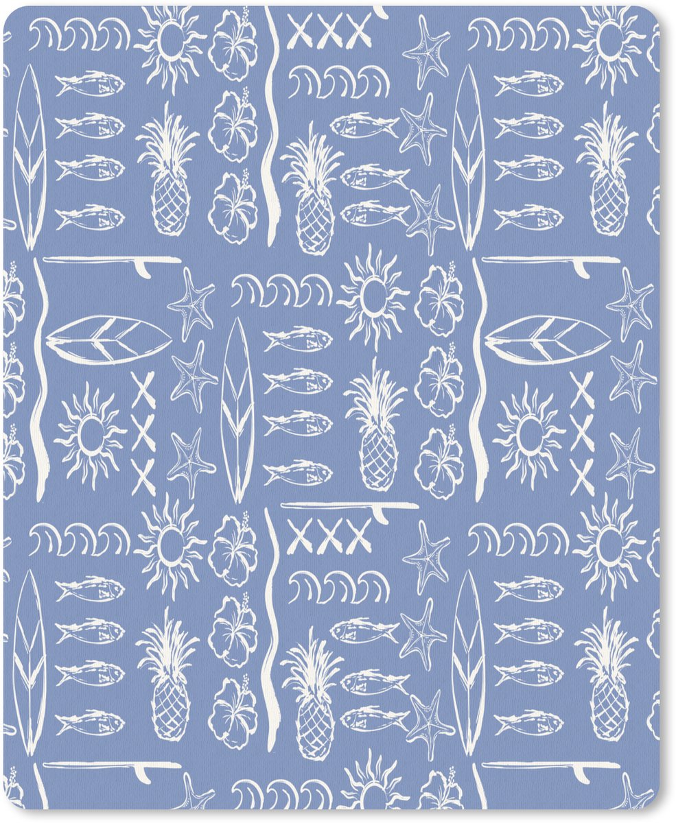 Muismat 19x23 cm - Mousepad Kust - Zee - Blauw - Wit - Muismatten