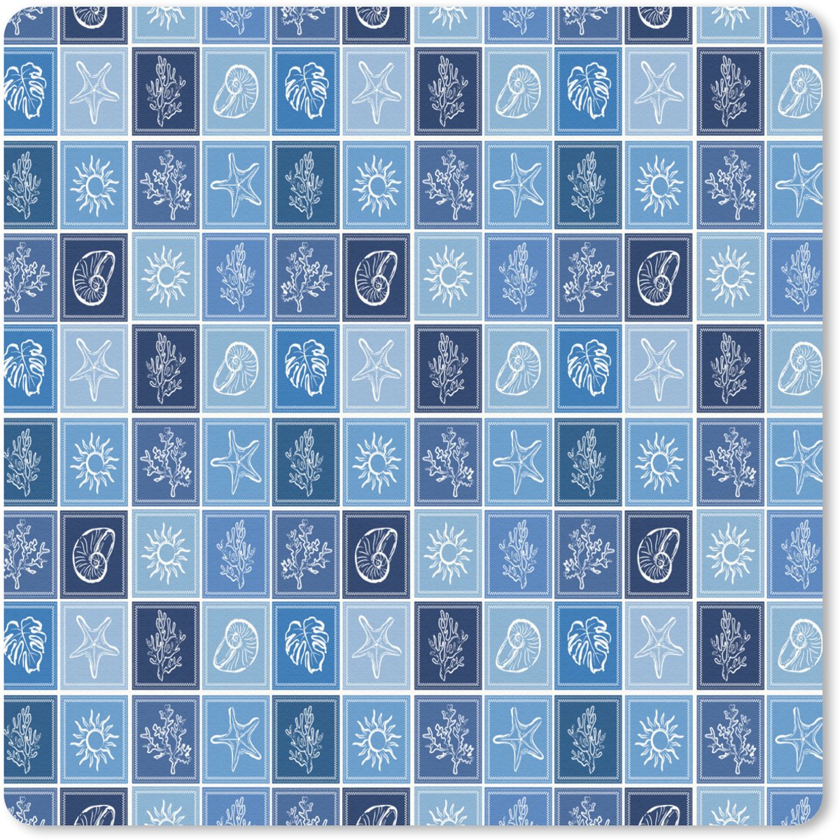 Muismat 20x20 cm - Mousepad Zee - Kust - Zomer - Blauw - Muismatten