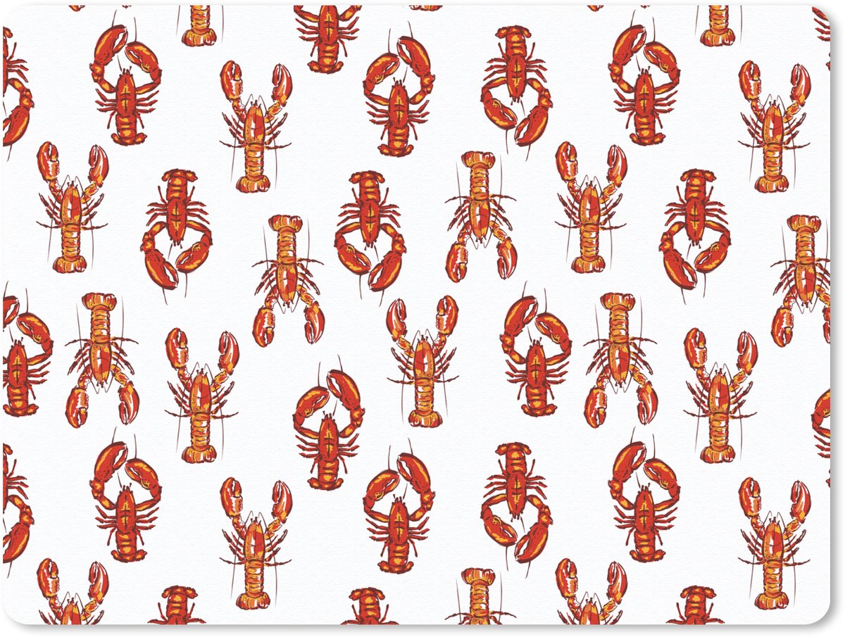 Muismat 23x19 cm - Mousepad Kunst - Kreeft - Rood - Oranje - Muismatten