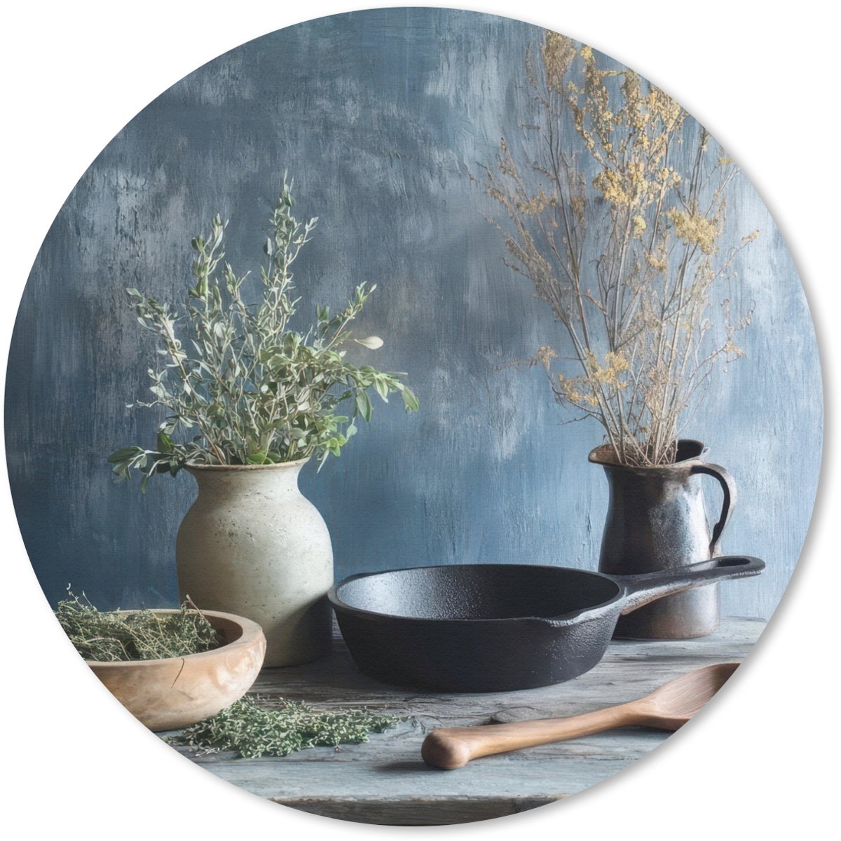 Muismat rond 20x20 cm - Mousepad Pan - Kruiden - Schilderachtig - Ronde muismatten