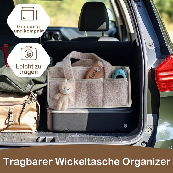 Luierzakjes opbergdoos - Pluche luiermand - luiertas - Luiermand - Beer-vormige luieropbergdoos - Luiertafel opbergdoos met verwisselbare vakken - Multifunctionele draagbare luieropbergdoos van Merkloos — afbeelding 4