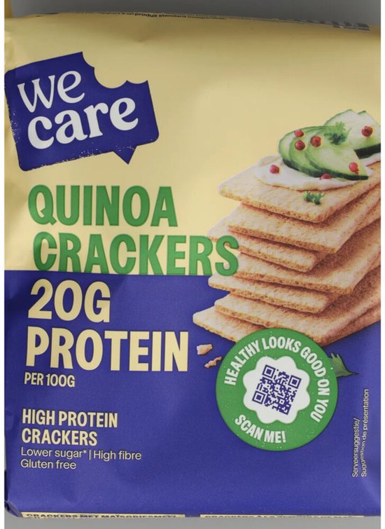 WeCare High Protein Crackers Quinoa - 3 x 100 gr - Voordeelverpakking — afbeelding 2