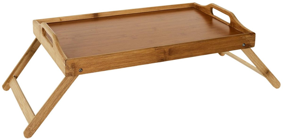 Home Deco Factory Ontbijt op bed tafeltje / dienblad op pootjes - 45 x 30 x 17 cm - bamboe - serveer tray - lezen/eten - bedtafel