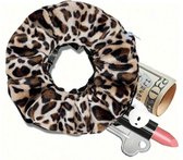 Lot de 2 chouchous - Chouchou à fermeture éclair - Poche de rangement compartimentée - Idéal pour argent, clés, maquillage et plus encore - Imprimé léopard