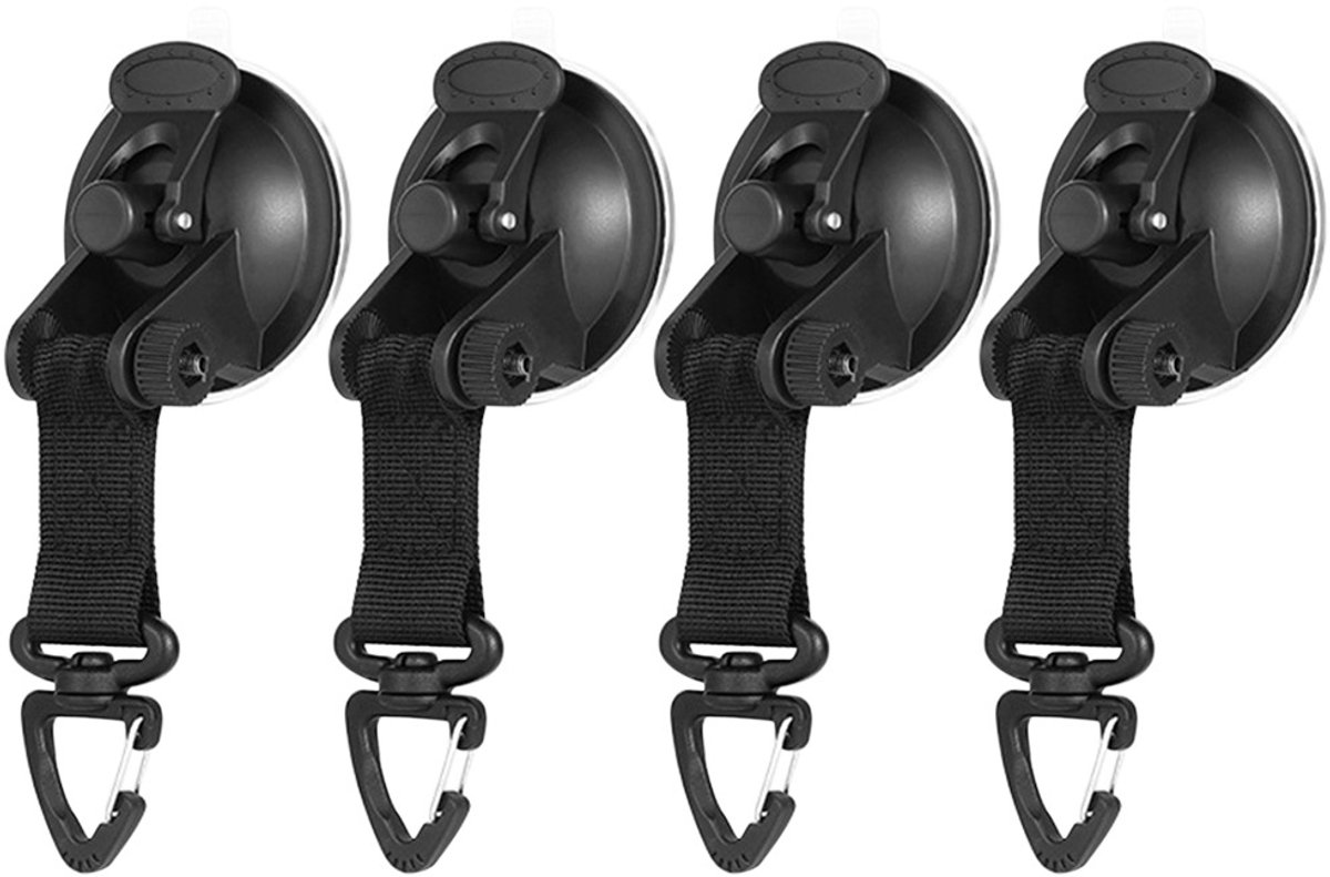Haken met zuignap en driehoekige gesp, 4-pack