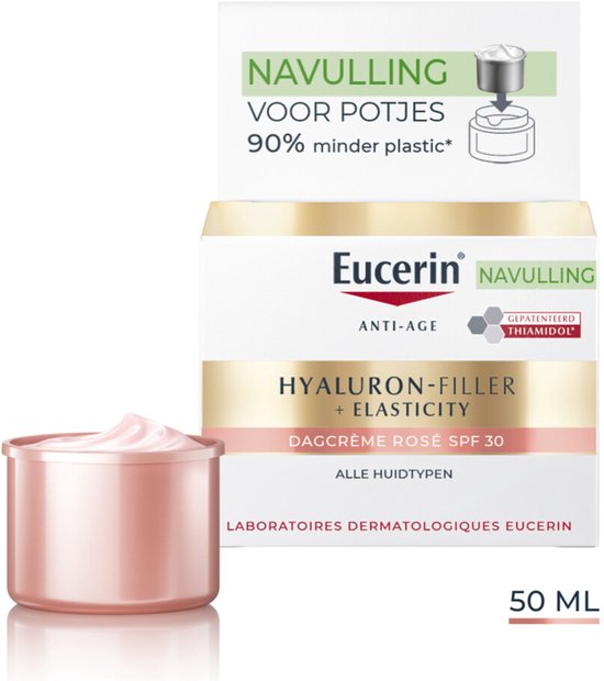 Eucerin Hyaluron-Filler + Elasticity Dagcrème Rose SPF 30 Navulling - Anti-Rimpel Dagcrème voor Vrouwen - Vermindert Rimpels - 50 ml