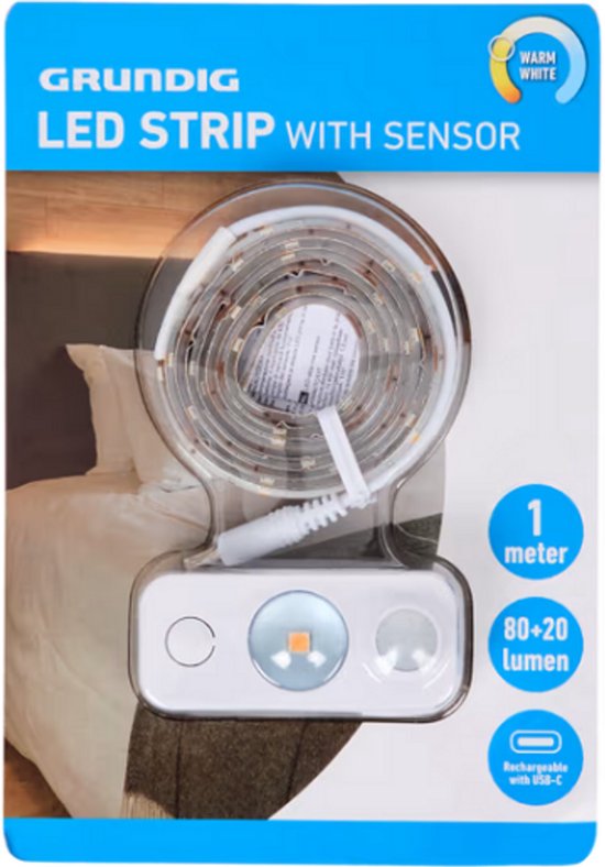 Grundig ledstrip met sensor - Oplaadbaar met USB-C kabel (apart verkrijgbaar)
