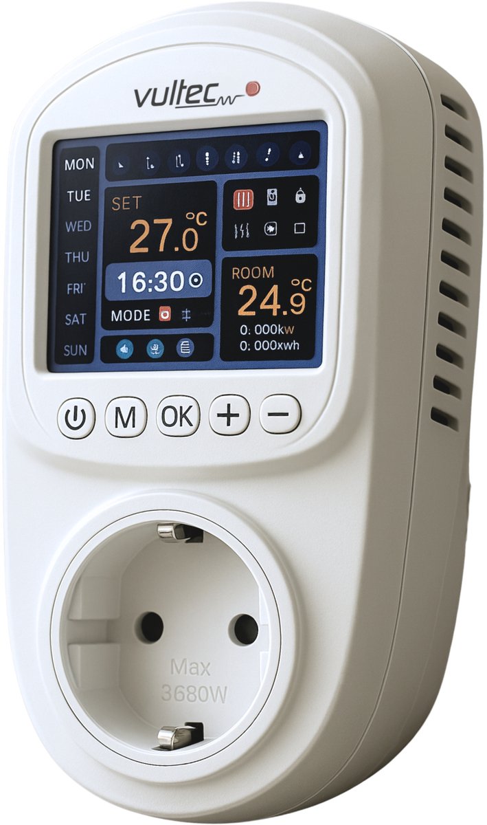 Vultec IQP Thermostaat - Smart Wifi thermostaat - programmeerbaar - Plugin - Stekker