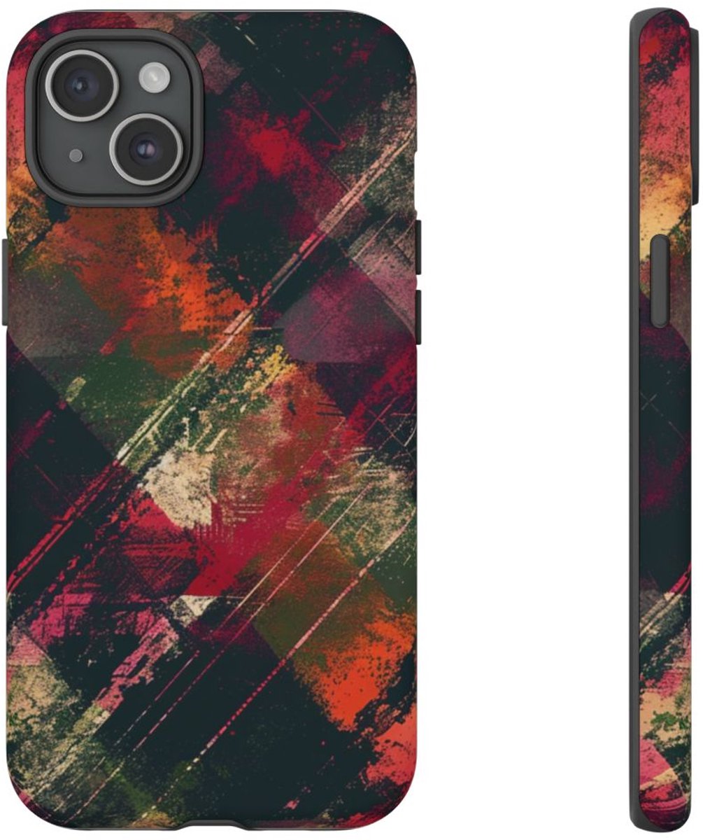 Abstract Grunge Patroon – Telefoonhoesje Geschikt voor iPhone 15 Plus