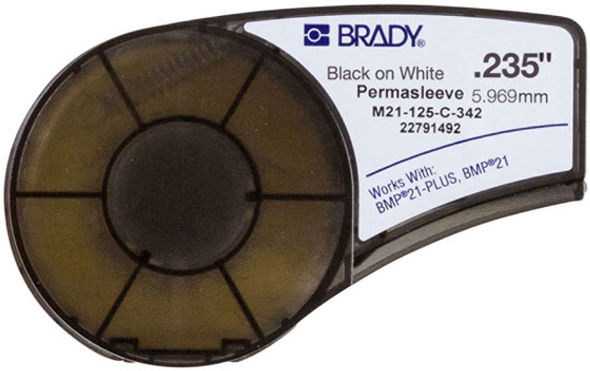 Brady M21-125-C-342, Zwart, Wit, Polyolefine, Thermo transfer, Mat, Rechthoek, -55 - 135 °C