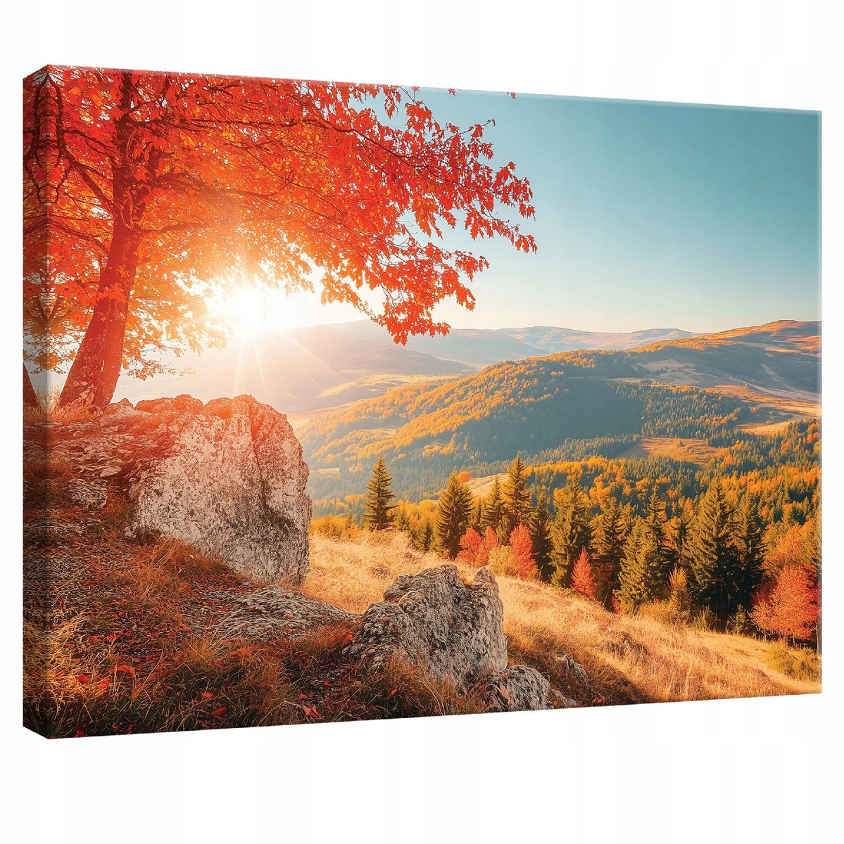 WALLARENA Canvas schilderij - 60x40 cm - Landschap bergen op doek voor slaapkamer, woonkamer en keuken multikleurig