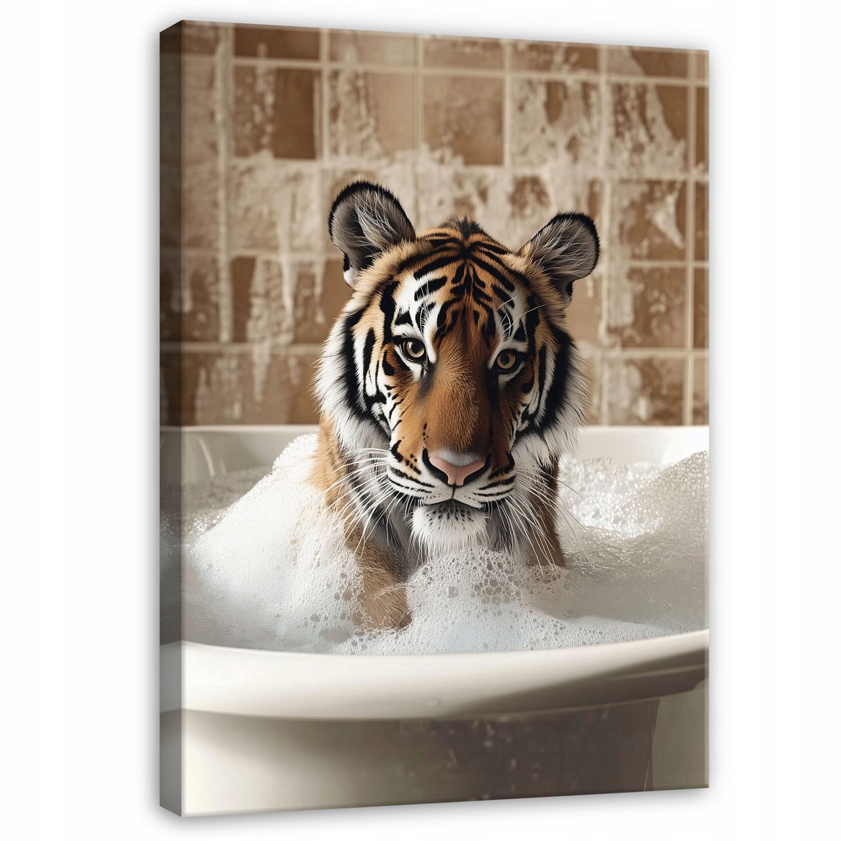 WALLARENA Canvas schilderij - 120x80 cm - afbeelding van een tijger, dieren voor de badkamer, toilet, wc multikleurig