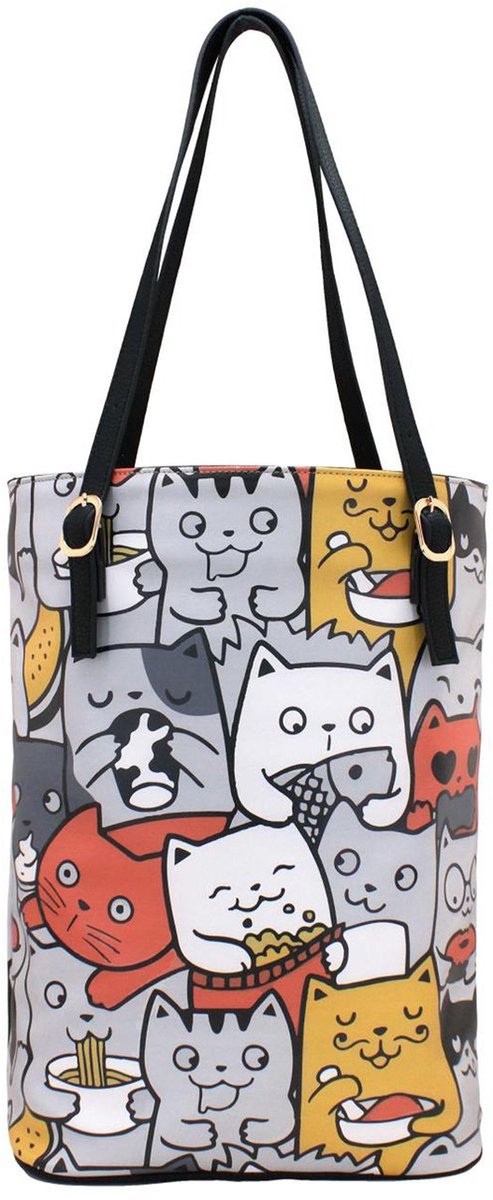 Goby Happy Cats – Dames Tassen – Schoudertas – Handtas met Rits – Vegan Leer – Handgemaakt