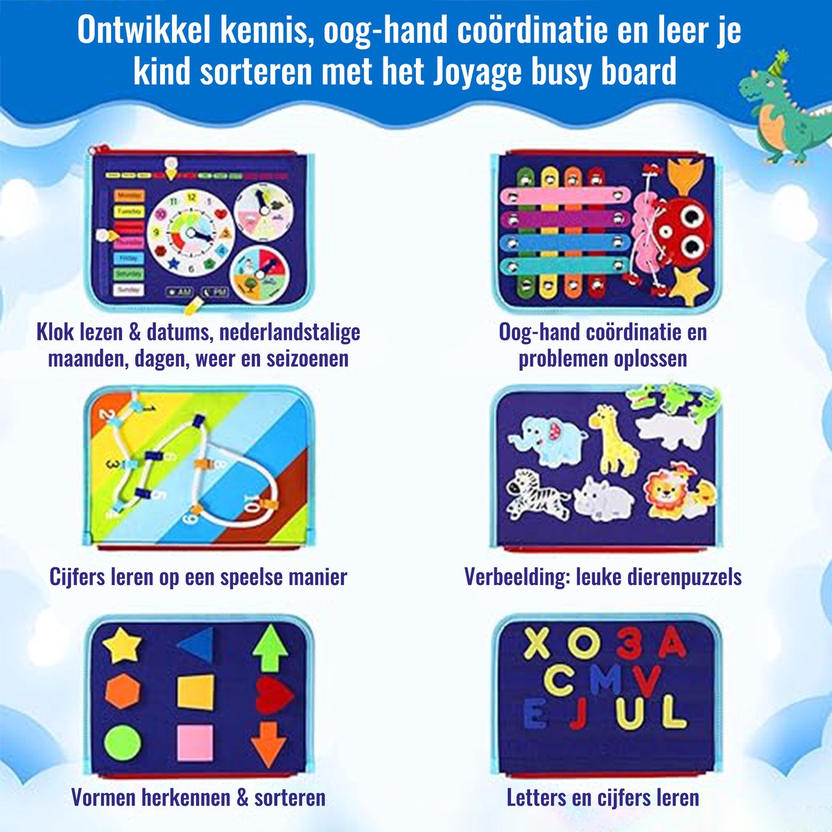 Joyage Busy Board Boek Montessori Speelgoed - Nederlands - Montessori activiteitenboek - Educatief speelgoed meisjes Speelgoed Busy book Peuter speelgoed jongens motoriek speelgoed 1 jaar 2 jaar Jongens speelgoed 3 jaar - Sensorisch speelgoed 4 jaar — afbeelding 2