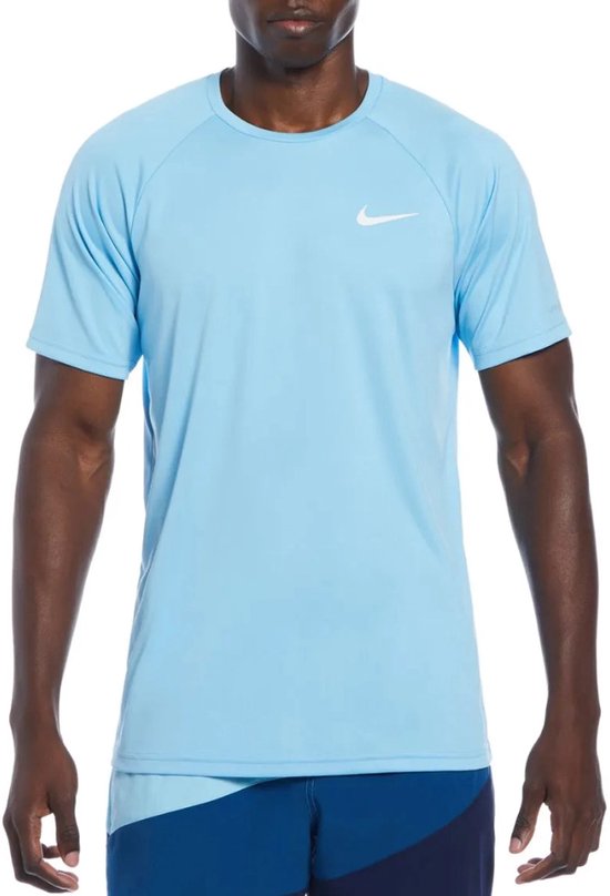 Foto: Nike swim nike essential short sleeve hydroguard heren zwemshirt aquarius blue maat l