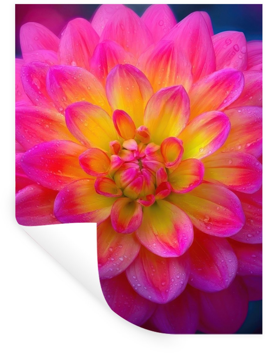 Muurstickers - Sticker Folie - Roze - Dahlia - Kleurrijk - 120x160 cm - Plakfolie - Muurst