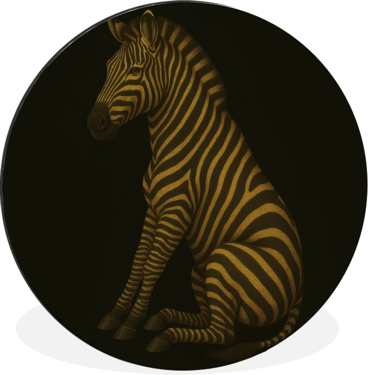 WallCircle Wandcirkel - Muurcirkel - Zebra - Strepen - Goud - Aluminium - Dibond - 140x140 cm - Binnen en Buiten