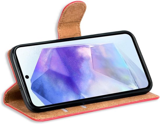 Étui avec 3 Protecteurs d'écran pour Samsung Galaxy A26 – Bibliothèque Arara avec porte-cartes – Rouge