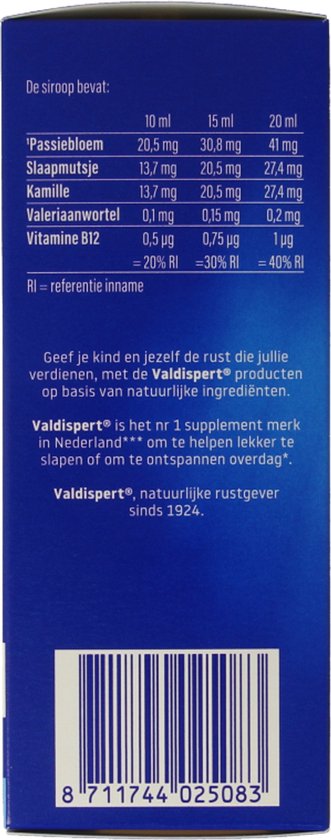 Valdispert Slaap Kids siroop - Passiebloem ontspant en is goed voor de nachtrust* - Geen gewenning** - Met sinaasappelsmaak - Kids vanaf 3 jaar - 150 ml