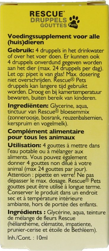 Bach Rescue Remedy Pets Druppels - Dieren Antistressmiddel - 10 ml