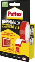 Pattex Geen Spijkers & Schroeven 120kg | Binnen & Buiten Oplossingen Montagetape | Montagetape 1,5 m Verpakking.