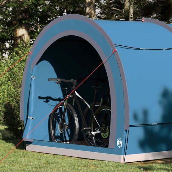 vidaXL - Fietstent - met - dak - met - opslag - met - luchtopening - Blauw - 256 - x - 222 - x - 182 - cm van Vidaxl — afbeelding 5
