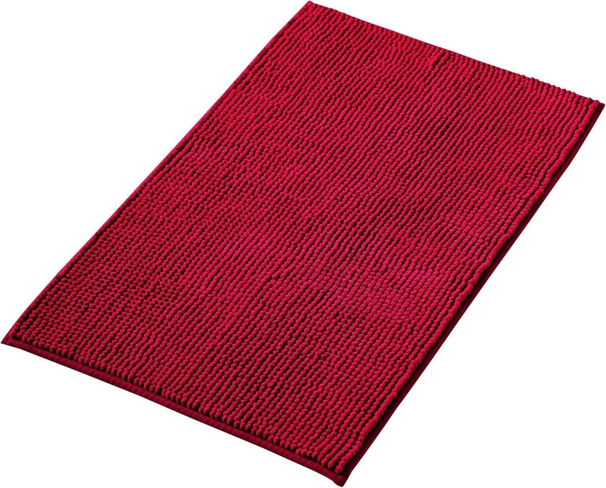 Famanu - Badmat Anti-Slip av soft Chenille | Super absorberend en machinewasbaar | Te combineren als badmat set | Voor de badkamer, douche, bad of als WC mat | Rood – 40x60 cm