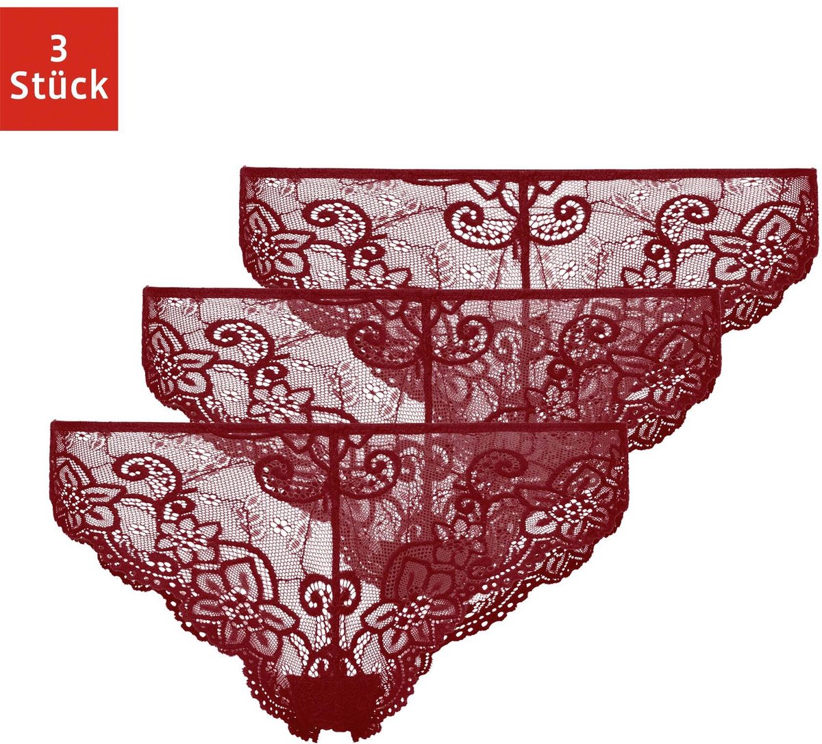 SNOCKS Brazilian Slip van Kant - Ondergoed Dames - Dames Ondergoed - Dames Slips - Dames Onderbroeken - 3 Stuks