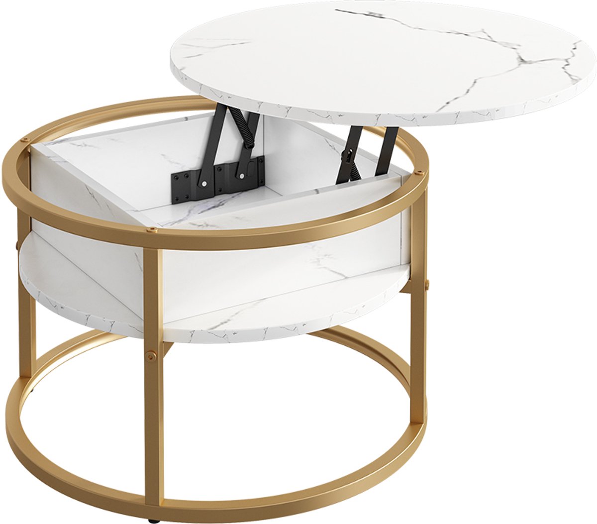 Vicco Marlo Salontafel – 57 x 57 cm Marmer Wit/Goud