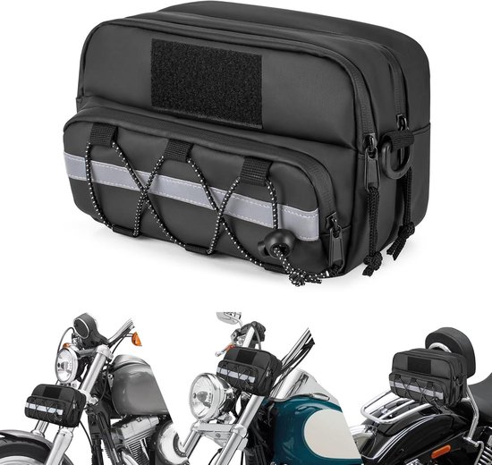 WILD HEART waterdichte motorfiets-stuurtas motorfiets-vorktas Dirt Bike stuurtas universele fiets-voortas kleine gereedschapstas met schouderband ( Zwart