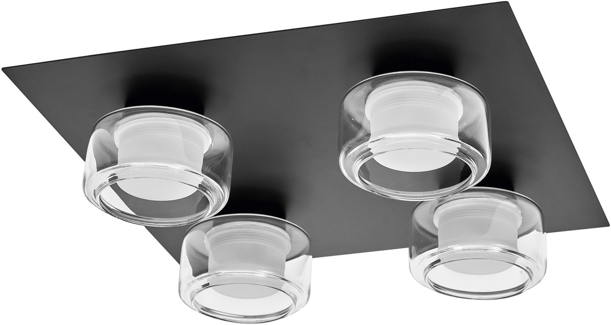 Osram ORBIS Flame wand- en plafondlamp met LED, zwart, 22W, 1400lm, 3000/4000K, kleurtemperatuur instelbaar via wandschakelaar (koud wit/warm wit), IP44 bescherming tegen vreemde voorwerpen en spatwater