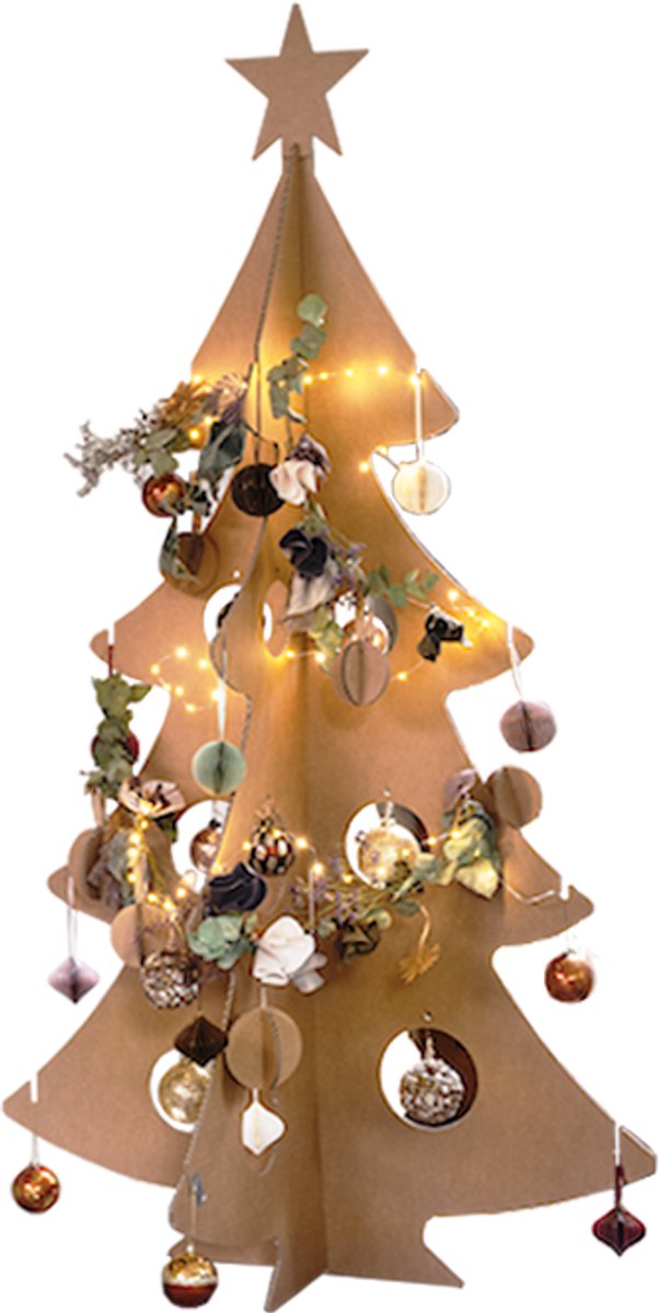 Kartonnen kerstboom Kerstboom 165 cm - Incl. kerstballen | 165 cm en 200 cm - Kartent