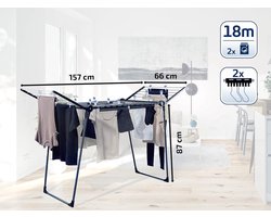 Famanu - Pegasus 180 solide droogrek voor kleding, droogrek met 18 m drooglengte, droogrek voor lang wasgoed, sterk en stevig, design wasrek zwart