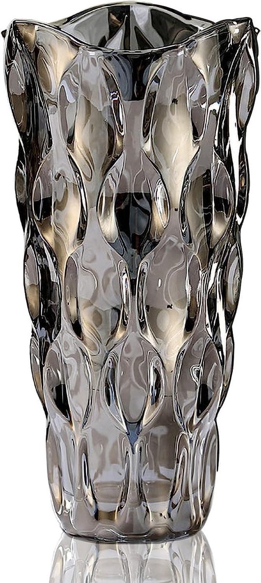 JGS Premium - Bloemenvaas 24 cm voor tulpen - 15 liter - Cadeau voor mama - Verjaardag - Glazen vaas voor bloemen - Decoratief - Bruiloften - Rookgrijs Any
