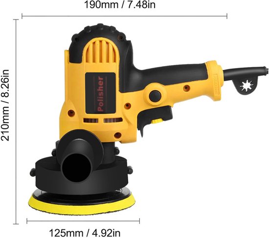 Polisseuse électrique 700 W – 6 disques de polissage – Polisseuse pour voiture à vitesse et poignée réglables – Machine à cirer pour voiture, sol, meubles et carrelages – Éponges de polissage et étui inclus