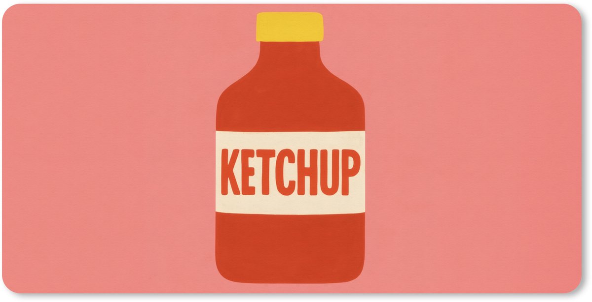 Muismat XXL 90x45 cm - Bureau onderlegger - Bureau mat Ketchup - Fles - Rood - Minimalistisch - Bureaumat - Gaming mousepad xl - Bureaulegger groot - Computer deskmat