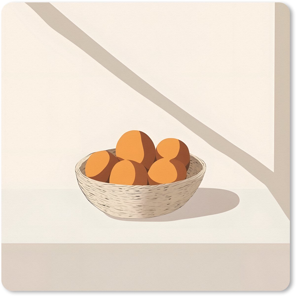 Muismat XXL 50x50 cm - Bureau onderlegger - Bureau mat Mand - Fruit - Minimalistisch - Oranje - Bureaumat - Gaming mousepad xl - Bureaulegger groot - Computer deskmat